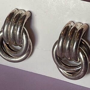 3/$10 Silver Interlocking Hoop Knot Earrings - Women Jewelry